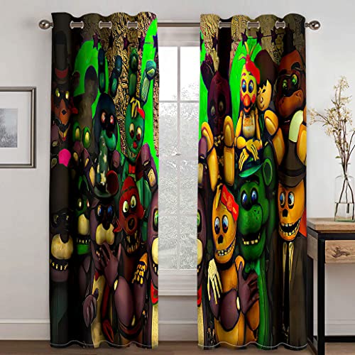 GDYRYD Cortinas Opacas Termicas Aislantes - Impresión Muñeca De Dibujos Animados Aterradora 3D 100x214cm 2 Piezas Cortinas Salon Opacas Termicas Aislantes Ruido UV para Dormitorio Decoración De Venta