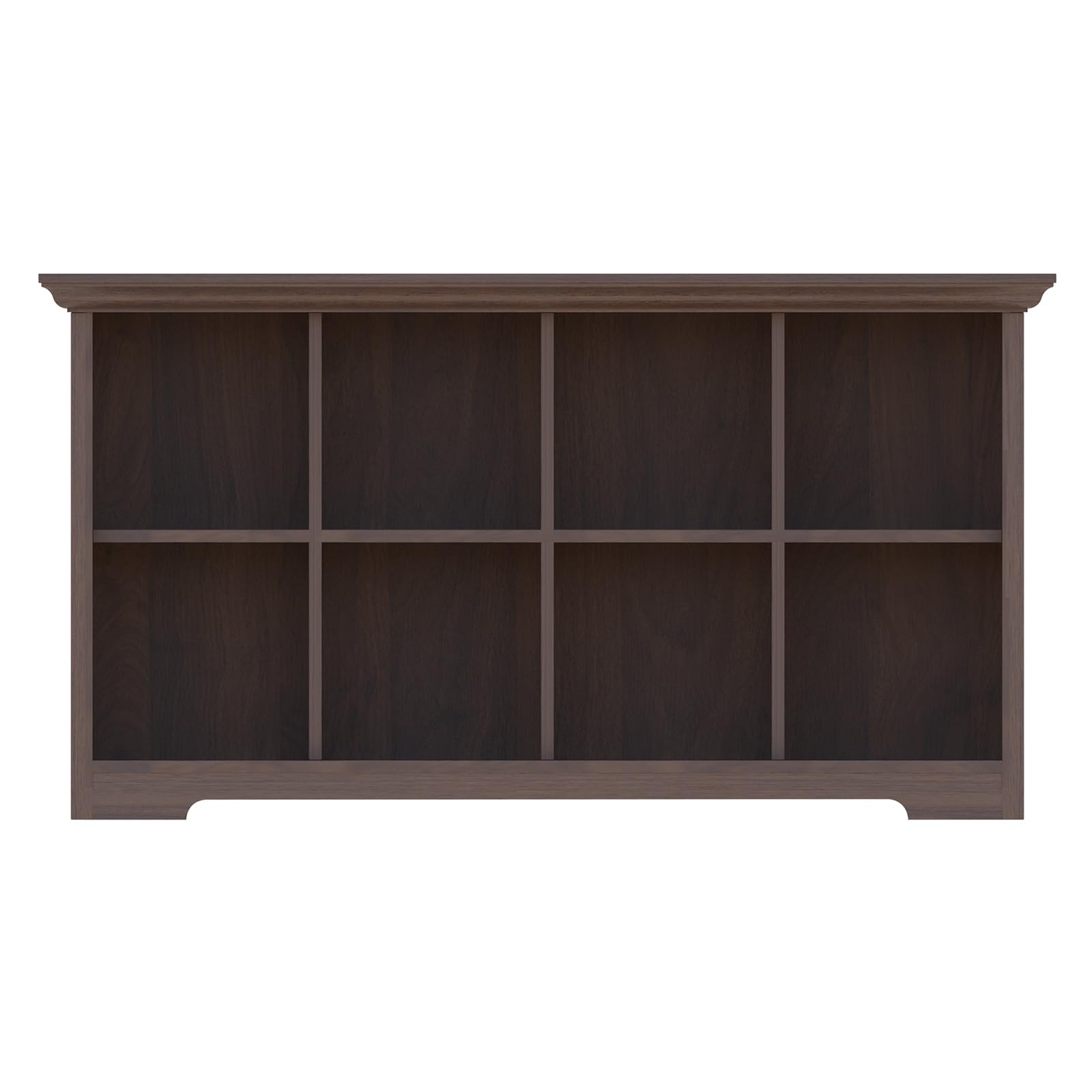 OSCHF 8 Fächern Bücherregal mit Sockel - Modernes offenes Holzregal für Zuhause und Büro, 2 Ebenen Aufbewahrungsregal, Walnuss