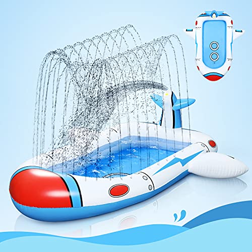 Inflatable Sprinkler Pools for Kids, Zodight Sprinkler Play Center Kiddie Pool, Spaceship Above Ground Toddler Pool, Splash Pad Kids Outdoor Play, Water Toys for Boys Girls