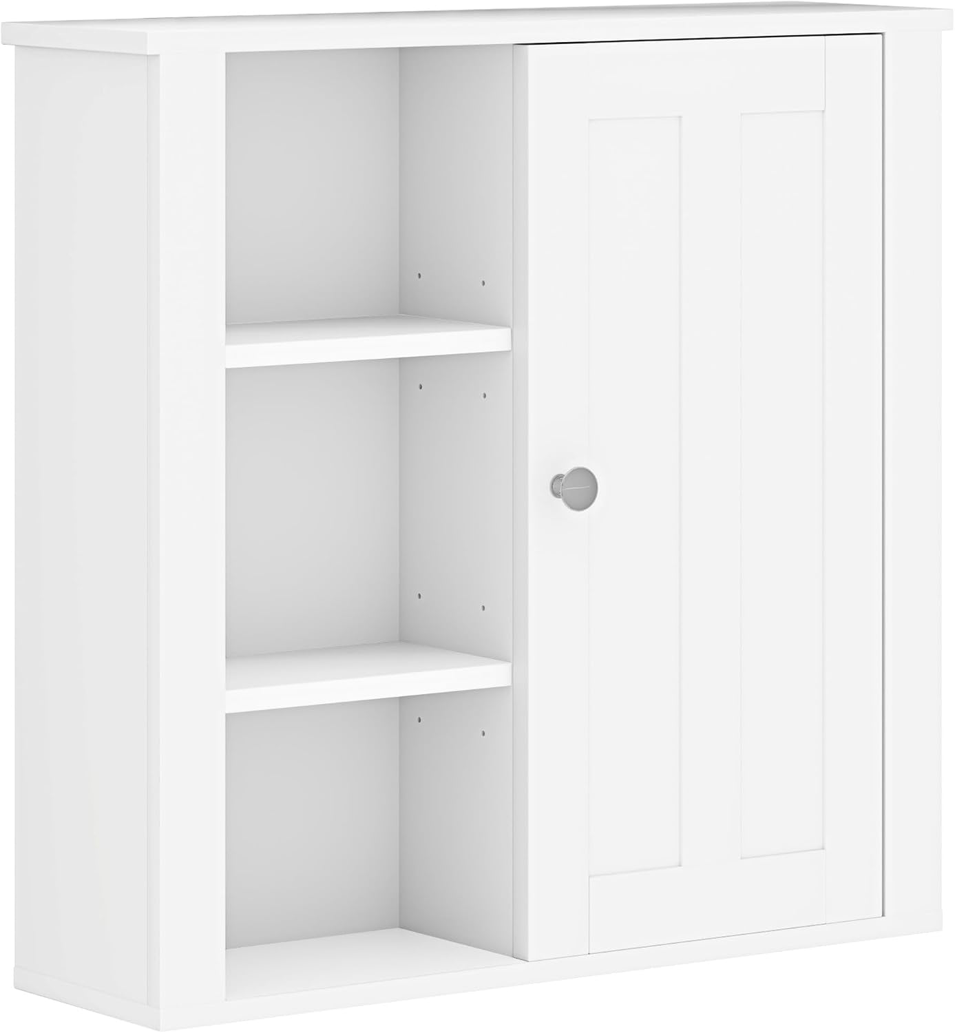 HOMCOM Bathroom Cabinet, Modern Bathroom Wall Cabinet with Adjustable Shelves and Cupboard, 53W x 15D x 51H cm, White