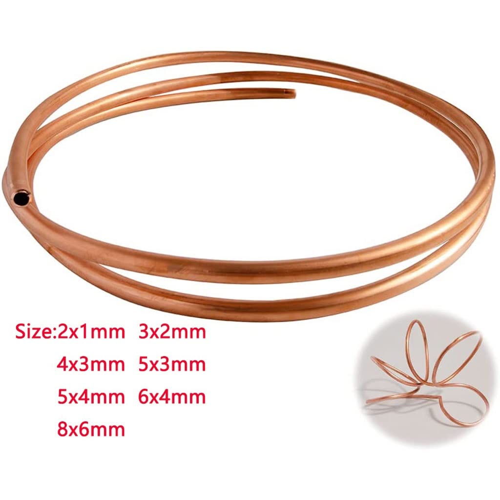 Rura miedziana 1M Długość Miękka Miedziana Rura Miedziana Zwój, 2X1/3X2/4X3/5X3/5X4/6X4/8X6Mm Rura Klimatyzacyjna Do Rur Chłodniczych Klimatyzacyjnych/8 * 6Mm(2 * 1Mm)