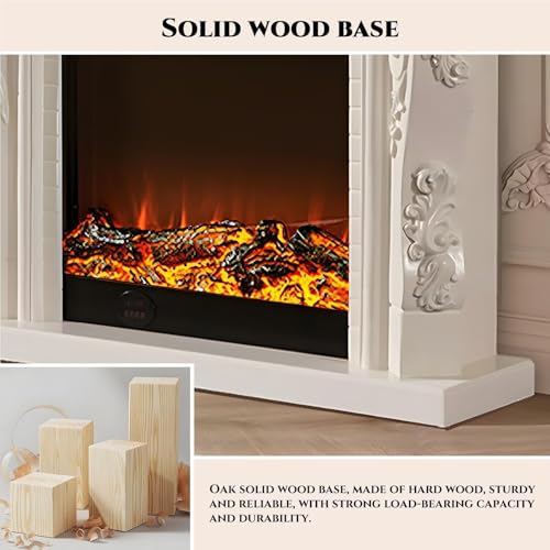 Image of Electric Fireplace with Mantel - Real Flame Effect Electric Fireplace Include European Style Carving,Freestanding TV Stand Includes Decorative Insert Firebox for Living Room (White,47.24'')