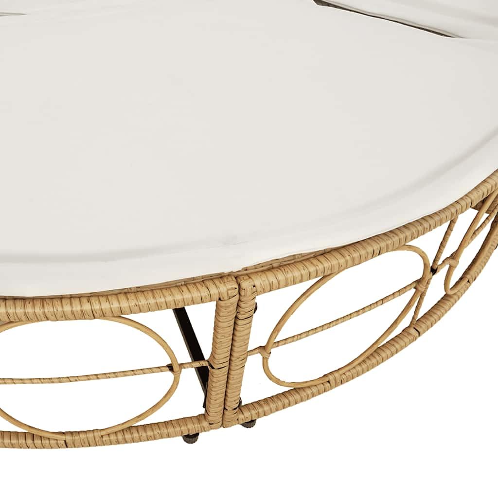 Lettino lounge per esterni senza tetto, in rattan sintetico, diametro 160 cm, con cuscino rimovibile, lettino da giardino resistente alle intemperie come isola solare e lettino relax per