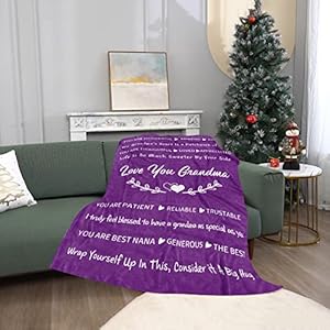 TURMTF Gifts for Grandma, Grandma Valentines Birthday Gifts, Grandma Gifts from Granddaughter and Grandson, Purple Throw…