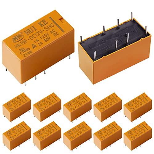 ABXLNIU 12Pcs DPDT Relay 12V Coil 8 Pin 2NO 2NC Mini PCB Power Relays HK19F-12V