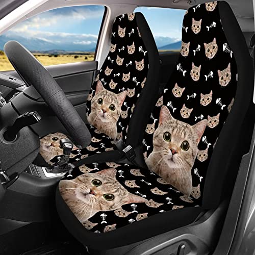 Image of Modysero Cute Cat Print Automotive Seat Cover Full Set Custom Breathable Elastic Car Seat Cover for Women Soft Comfortable Vehicle Seat Protector Universal Fit Most Cars SUV Trucks