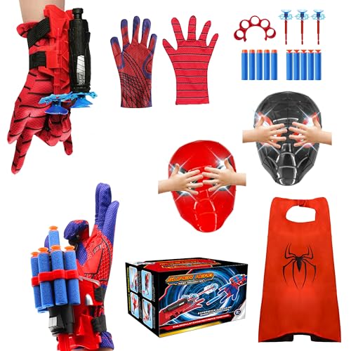 DRAVF Spider Web Shooter Toy for Men and Kids, Super Spider Webs Shooters Hero with Wrist Toys Set Cool Stuff Funny for Christmas Halloween Birthday Gifts (Blue)
