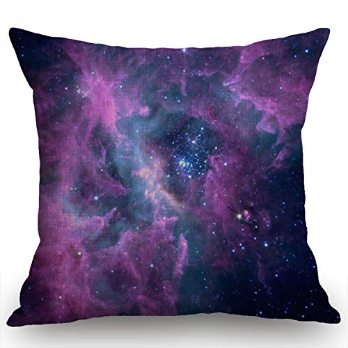 Swono Galaxy Nebula Decorative Cotton Linen Throw Waist Pillow Case Cushion Cover Pillowcase 18x18 Inches