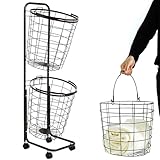 Photo Gallery ztmhrg cestino per la biancheria a 2 o 3 livelli con ruote, carrello di stoccaggio in metallo con cestini in filo rimovibili che rotolano per il bagno(black,2 layers) Photo Gallery ztmhrg cestino per la biancheria a 2 o 3 livelli con ruote, carrello di stoccaggio in metallo con cestini in filo rimovibili che rotolano per il bagno(black,2 layers)