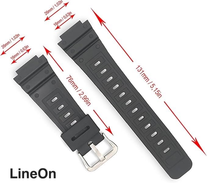 Image of Lineon 16mm Resin Soft Watch Strap Compatible With CASIO GM-2100 GA-2100 GA-2110 GA-B2100 with Tool and Pins
