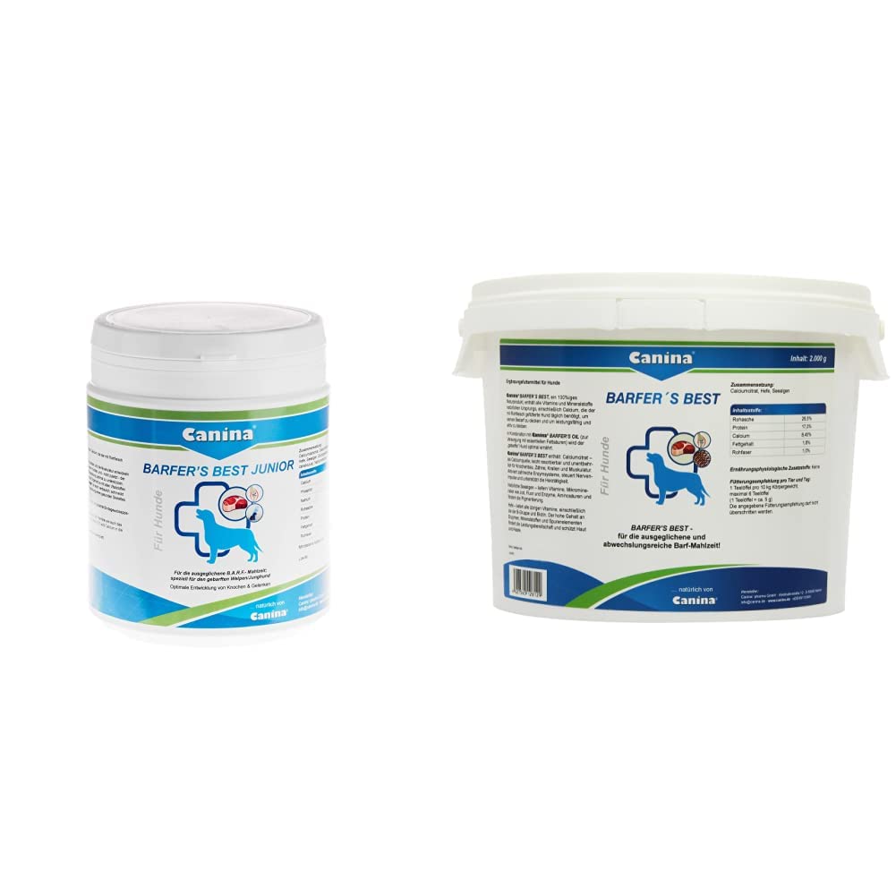Canina Pharma Barfer's Best Junior, 850 g & Canina Barfer's Best, Nahrungsergänzung für Hunde, 1er Pack (1 x 2 kg)