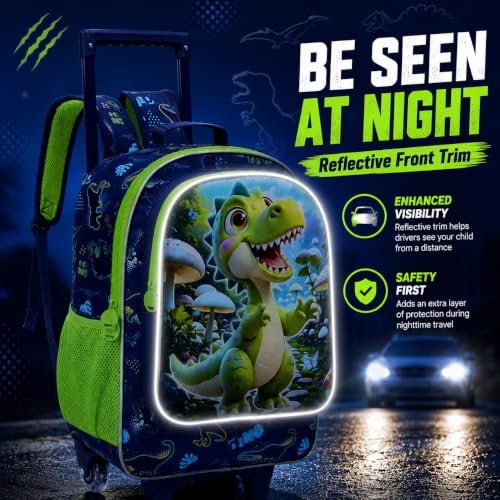 Image of CCJPX Rolling Backpack for Boys, Kids Roller School Bag with Wheels Toddler Wheeled Bookbag Elementary