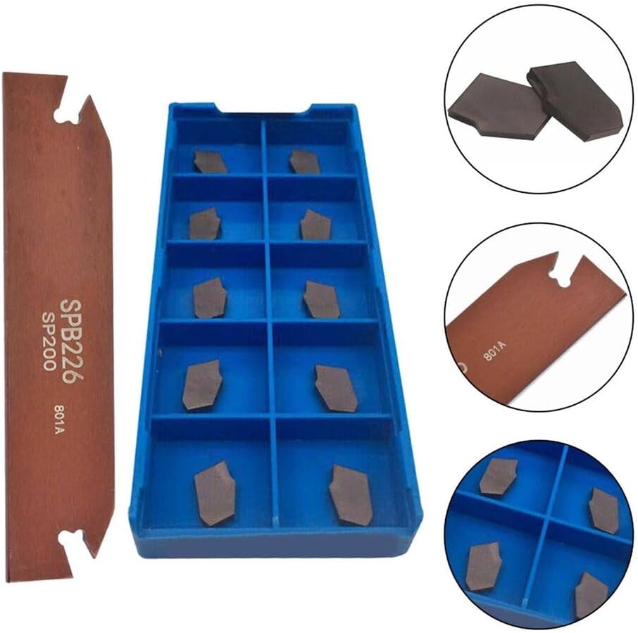 10PCS SP200 Carbide Inserts with SPB226 Parting Grooving Cut-Off Tool Holder