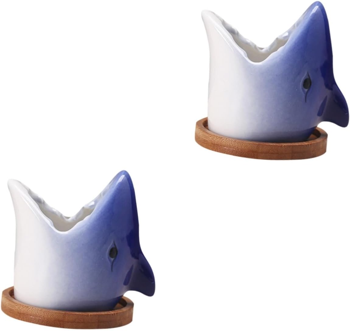 SUPVOX 2pcs Cartoon Flowerpot Unique Ceramic Planter for Gardening Design for and Indoor Decor Plant