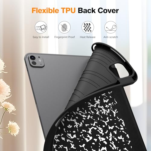 Image of Fintie SlimShell Case for iPad Pro 11-inch (M5) 2025 / (M4) 2024 - [Built-in Pencil Holder] Soft Flexible TPU Protective Stand Back Cover, Composition Book