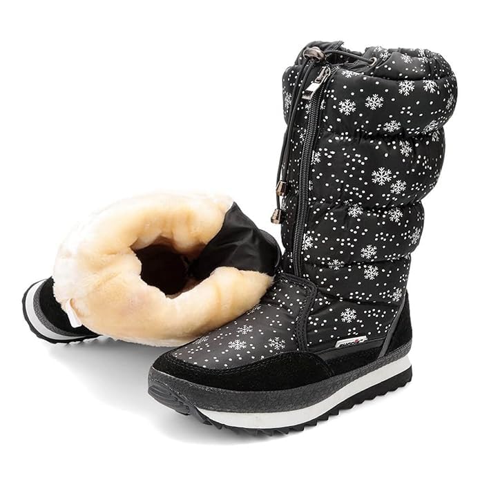 Little Surprise Box Black and Silver Snowflake Women Winter Snowboots 3 51n9ZQ4hSoL