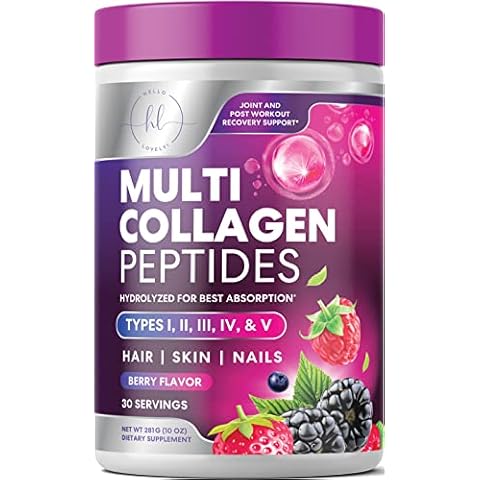 Multi Collagen for Women, Hydrolyzed Collagen Peptides Powder Type I & III, for Hair, Skin, Nails, Bone & Joint Support, Grass-Fed Collagen Peptides for Women & Men, Berry flavored - 30 Servings Cover