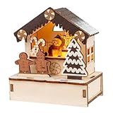 Ideen mit Herz | LED-Haus | Weihnachtsmarkt | Miniatur-Häuschen | Weihnachtsbeleuchtung | Weihnachts-Dekoration | Holzdeko | Holzkunst | Stimmungslicht | batteriebetrieben (Weihnachtsmarktszene 6)