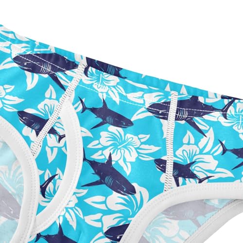 Boys' Underwear Cotton Little Boys Shark Tropical Hibiscus Flower Briefs Soft Toddler Underwear 2T-8Y4