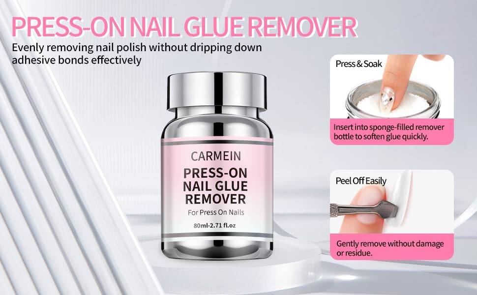 Image of Press-On Nail Glue Remover, Professional Gentle Debonder, Home Salon Essential (2.71 Fl.Oz /80ml) - Limited Effect on Gel Nails