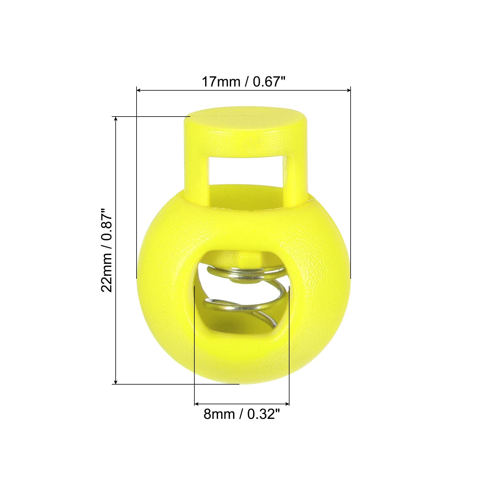 PATIKIL Cord Locks, 30 Pack Ball Spring Toggle Stopper for Drawstring Bag Shoelaces Yellow, 17x22mm - Image 2