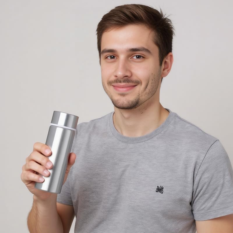 Stainless Steel Insulated Water Bottle, 5oz, Mini Vacuum Water Bottle, Slim Tumbler, Small Sports Bottle, Leak Proof Bottle, Coffee Cup, Pocket Bottle, Coffee Bottle, keep hot and cold (Silver) - Image 4