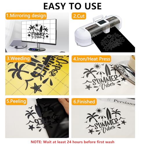 Image of FUNKAKA Heat Transfer Vinyl Rolls, 12 inch x 100ft Black Iron on Vinyl