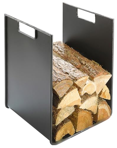 Kobolo Modernes Kaminholzregal aus Metall 44 cm hoch schwarz lackiert Kobolo Modernes Kaminholzregal aus Metall 44 cm hoch schwarz lackiert