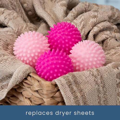 S&T INC. Reusable Plastic Dryer Balls, Fabric Softener for Laundry, Pink, 2.5 in, 4 Pack