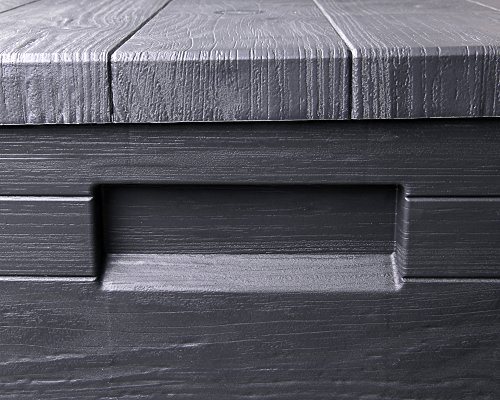 Ondis24 Aufbwahrungsbox Madera Mini Holz-Optik 90L abschließbar Truhe Kissenbox (Anthrazit)