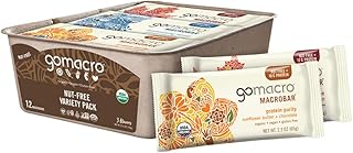 GoMacro MacroBar Organic Vegan Protein Bars, Nut Free Variety Pack, 2.3 Oz, 12 Count