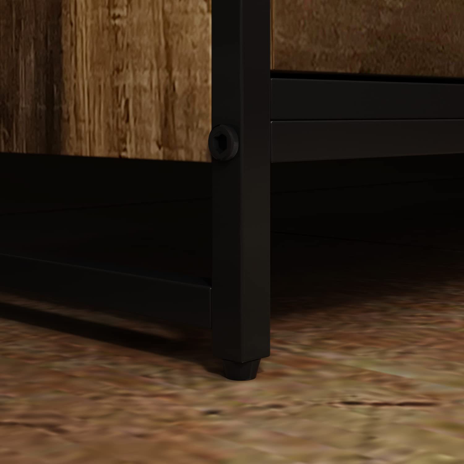 Buffet de Cuisine Industriel 100cm – Armoire Haute 175cm avec 3 Tiroirs, Porte Vitrée & Étagères Ouvertes – Meuble Métal-Bois pour Cuisine & Salle à Manger, 100×175×40cm