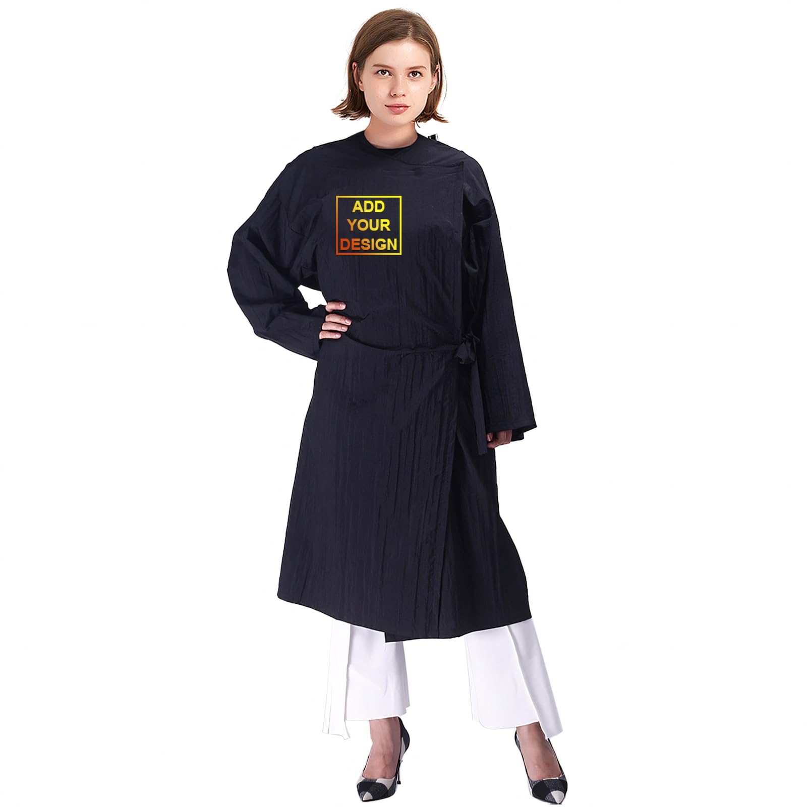 TopTie Custom Designed Your Logo Beauty Salon Robes Client Gown Adjustable Front Closure and Waterproof
