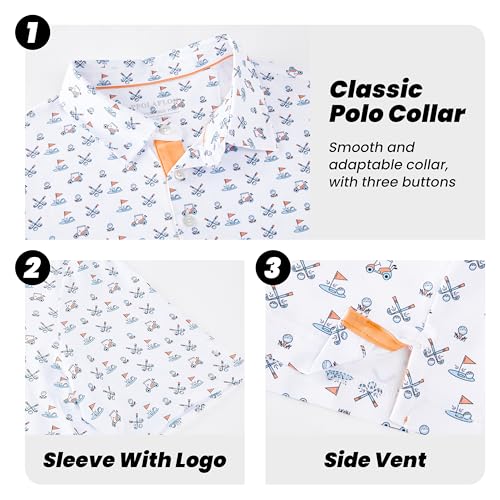 Mens Golf Shirt Moisture Wicking Dry Fit Print Performance Short Sleeve Polo Shirts for Men3