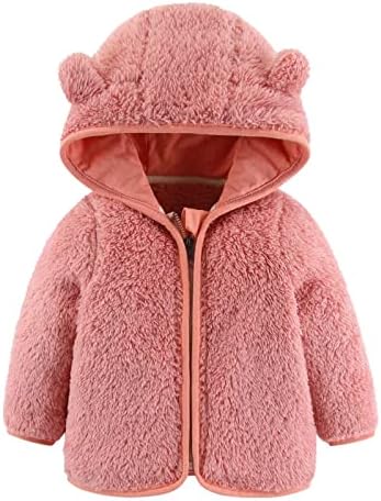 Fleece Jacket Toddler Girls Boys Cute Bear Ear Hoodie Sweater Zip Up Teddy Coat Warm Winter Outwear Clothes, Pink_0, 6-12 Months