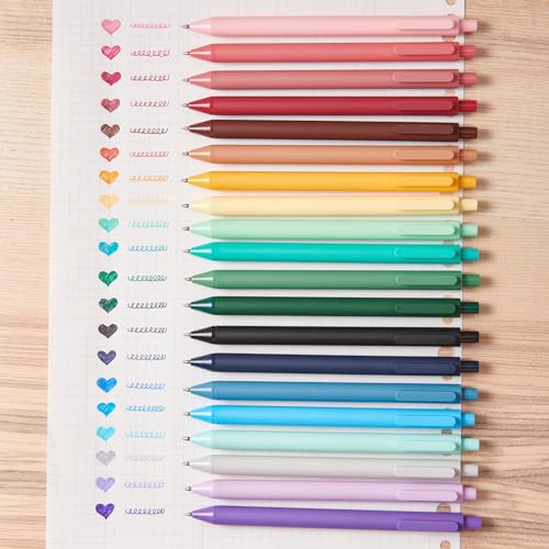 Image of KACO 20 Color Ink Retractable Gel Pens 0.5mm Fine Point, 20 Pieces (20 Multicolor-Version1)