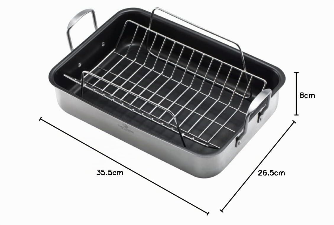 CHEF CUISINE Bräter Edelstahl mit Rost, für Backofen, 6 L, beschichtet, Induktionsgeeignet, Spülmaschinengeeignet, optimale Wärmeverteilung, effizient
