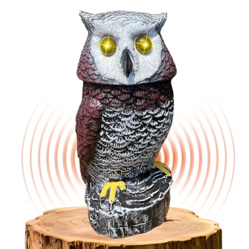Hibou de jardin à énergie solaire avec détecteur de mouvement rotatif statue décoration extérieur