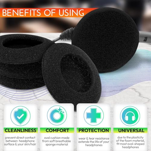 Image of 6Pc (3 Pairs) 55mm /5.5cm Black Replacement Soft Sponge Cushion Foam Pads On Ear Headphones Earphones Tips Cover Protects Ears and Improves Sound Quality