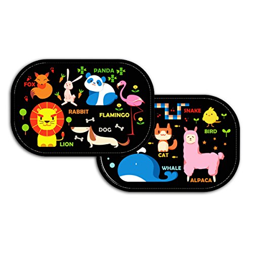 SONARIN 2 Pack Coche Sun Shade Material de malla de calidad superior Para protección solar en las ventanillas laterales del coche, protección de los rayos UV y del calor(Animal)