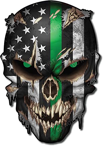 Image of Military Sticker - Premium Skull Decal for Trucks and Cars - American Flag Design with White Reflective Eyes Skull - Cool and Unique Sniper Design and Large Decal USA