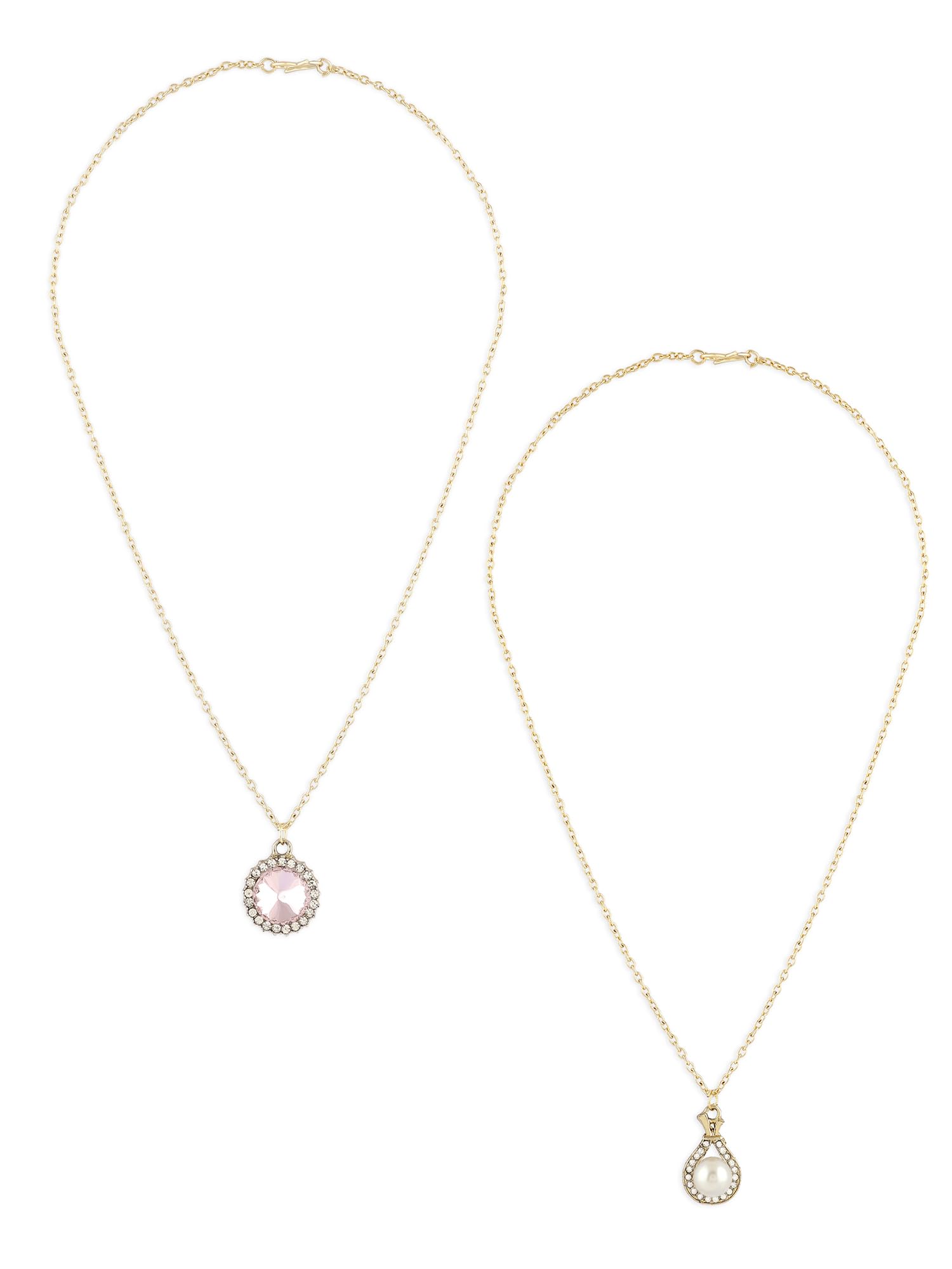 ZAVERI PEARLS Set Of 2 Purple Austrian Diamonds & Pearls Contemporary Pendant & Chain For Women-ZPFK16830 (B0CMHJHNHR) Amazon Price History, Amazon Price Tracker