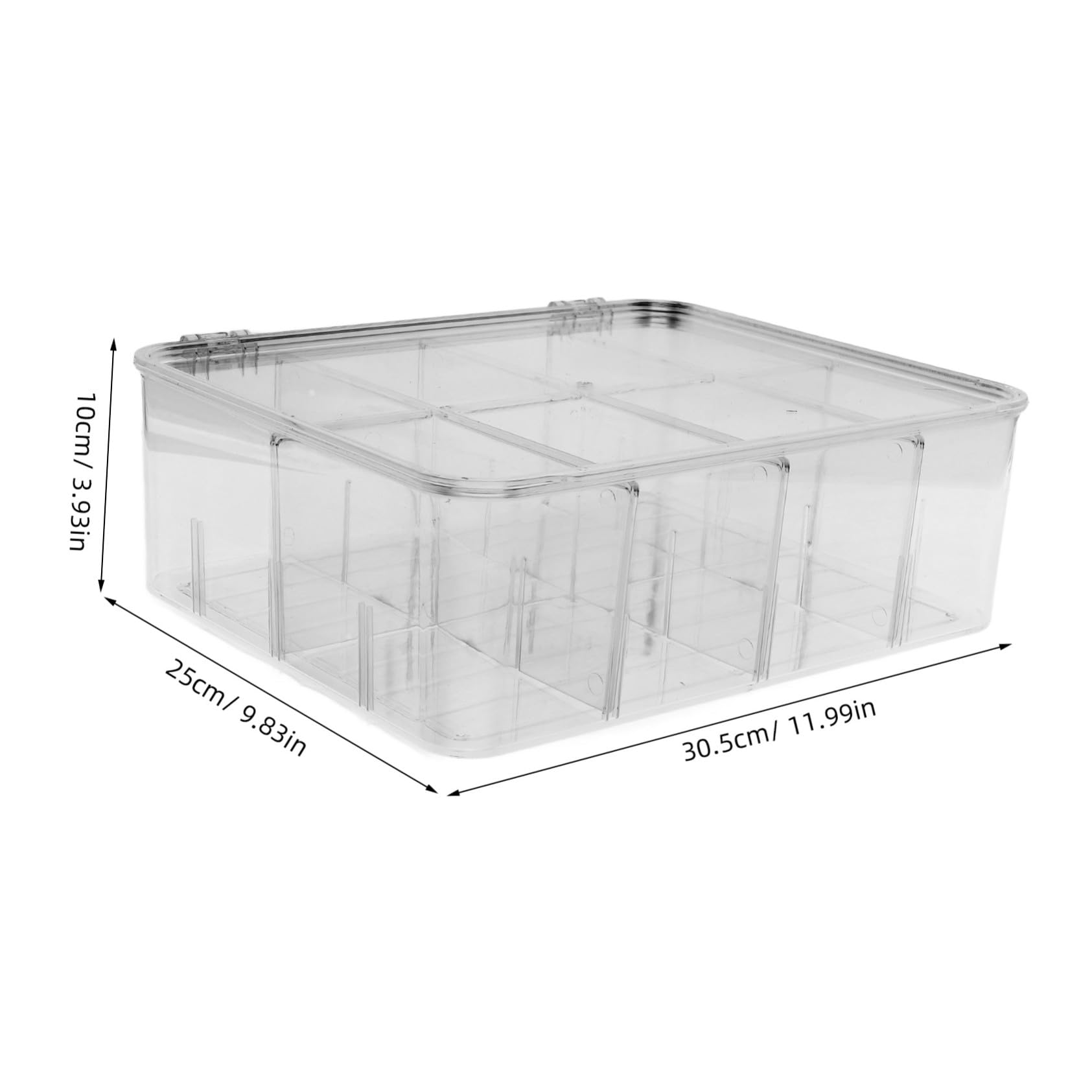 GARVALON Unterteilte Pet Kunststoffbox mit Deckel, 8 Fächer | Großes Fassungsvermögen, Transparente Aufbewahrung für Küche und Esszimmer, Leicht Entnehmbar