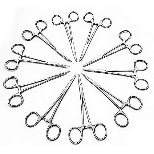 FORGESY 10 pcs Mosquito Hemostat Locking Forceps 5 Curved & 5 Straight Stainless Steel, 5 inch