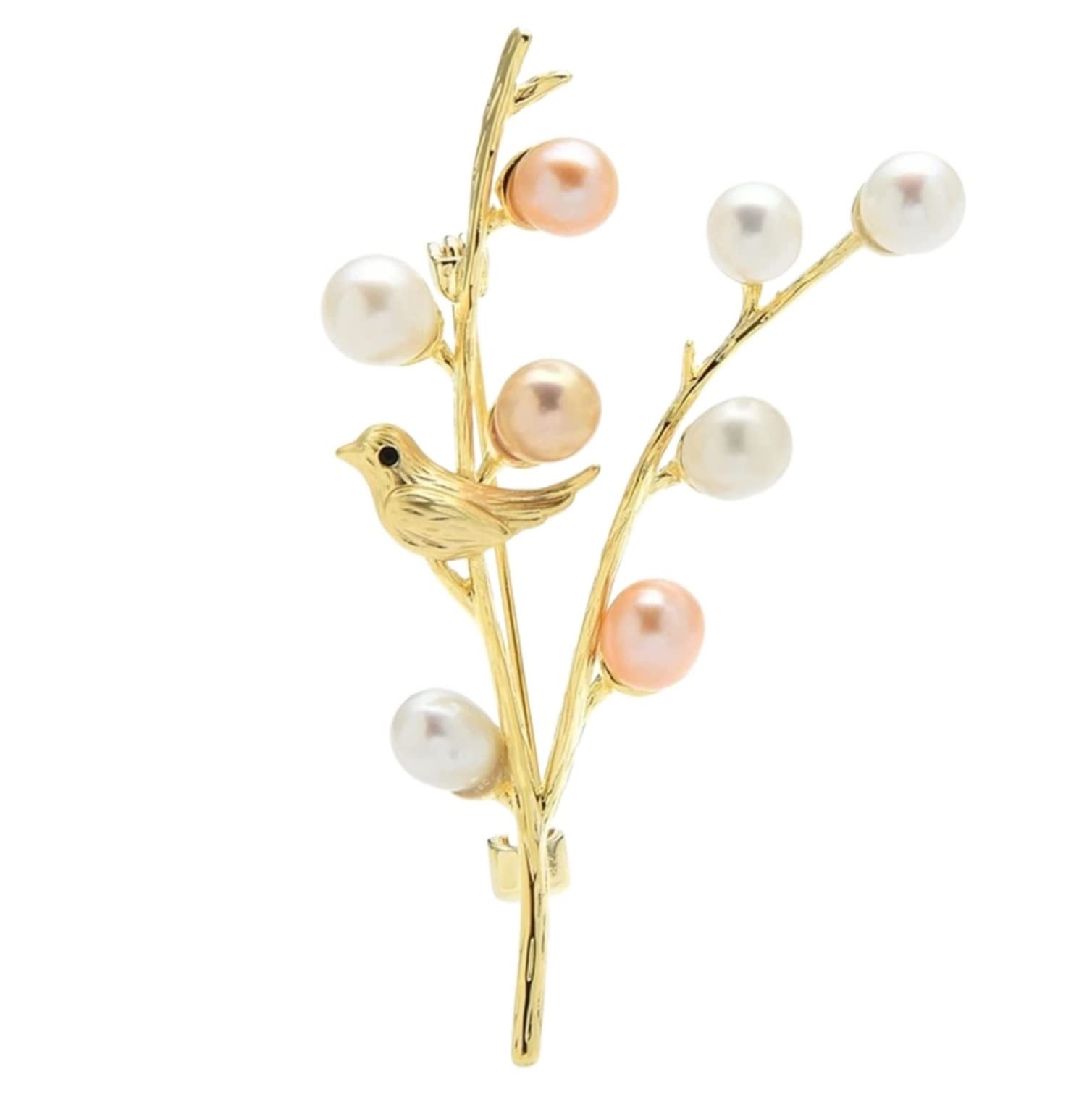 KYUSAR Brosche Broschen Perlen-Blumen- Und Vogel-Brosche, Damen, Elegante Brosche, Zweig, Pflanze, Tier, Exquisites Zubehör Broschen FüR Kleidung