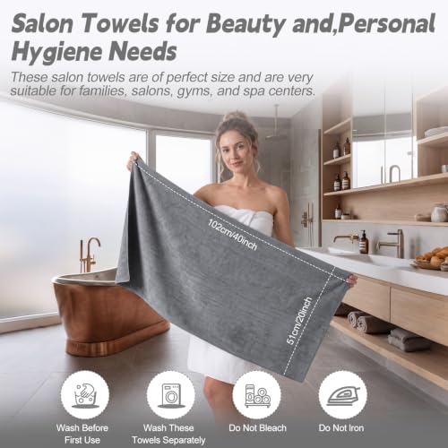Image of Shimeyao 12 Pack Bleach Salon Towels Bulk,Light Grey,20 X 40 Inch