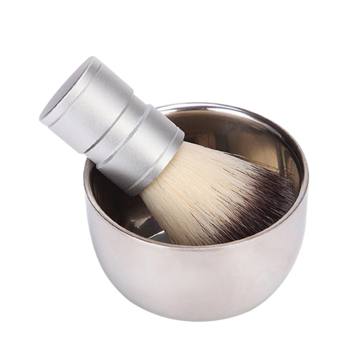 FRCOLOR 2pcs Men's Beard Brush Cleaning Kit Nylon Beard Brush Stainless Steel Bowl Gentle Face Cleaning for Bearded Guys