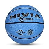 NIVIA Europa Basketball, As per Basic Standard, 8 Panels, Molded Durable Rubber Cover with Pebbled Texture, Butyl Threadwounded Bladder, to Play on All Indoor & Outdoor Surfaces (Size - 5, Assorted)