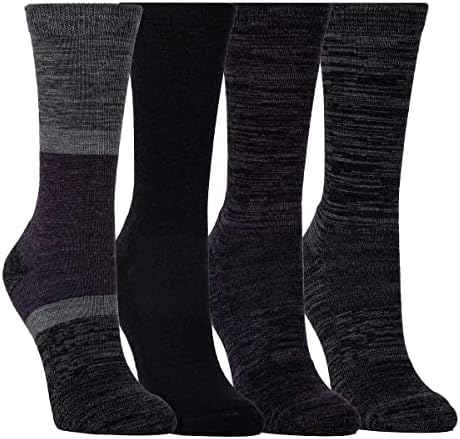 Kirkland Signature Ladies' Crew Socks Extra-Fine Merino Wool, Purple, 4 Pairs