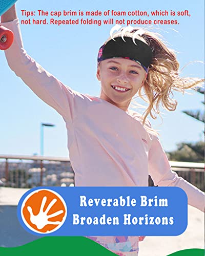 Girls Stretchy Sports Visor Foldable Athletic Sun Hat, Priting Headband with Visor Kids Summer Cooling Cap for Tennis, Golf3